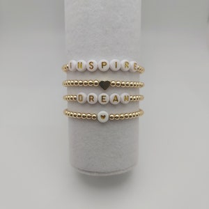 Beaded heart bracelet, gold bracelet with heart bead, silver bracelet with heart bead, pearls, stacking bracelets zdjęcie 6