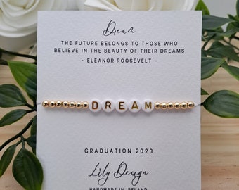 Graduation bracelet, Graduation jewellery, Inspirational bracelet, Dream beaded bracelet, Graduation Gift