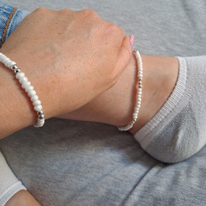 Perle de rocaille de verre et bracelet de perles d'argent, bracelet de perles de rocaille délicates image 5