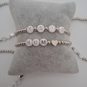 Mum/ Mama/ Mam Gold and Silver Plated Beaded Bracelet. New Mum/ Mum To Be Gift. Stacking MAMA Bracelet. zdjęcie 7
