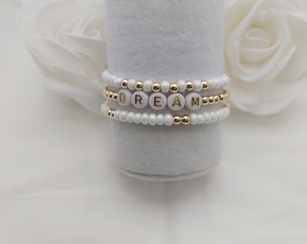 Glass seed bead and gold bead bracelet, dainty seed bead bracelet