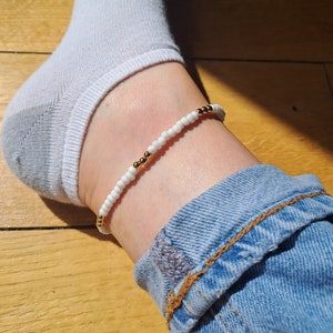 Beaded anklet, stetchy anklet, glass seed bead and gold plated anklet, glass seed bead and silver plated anklet zdjęcie 7