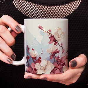 Sakura mug, coffee or tea cup, nature, flowers, gift idea image 2