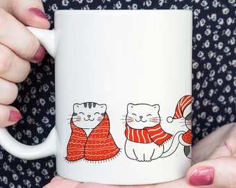 Mug Sweet Cats, tasse à café ou thé d'hiver, chats, idée cadeau