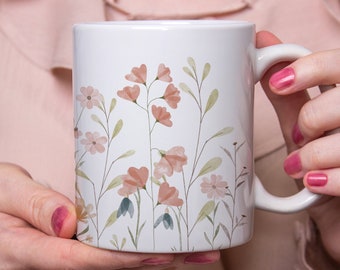 Mug Fleurs Champêtres , tasse à café ou thé, nature, idée cadeau