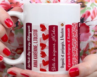 Mug Livres d'Amour, tasse à café ou thé, nature, fleurs, idée cadeau
