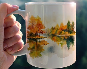 Mug Paysage d'Automne, tasse à café ou thé, nature, idée cadeau