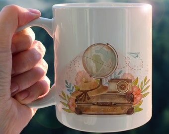 Adventure mug, tea or coffee cup, expedition, travel, gift idea