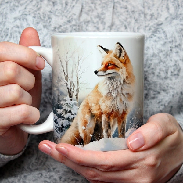 Mug Renard, tasse à café ou thé, idée cadeau hiver