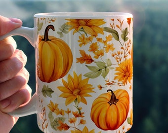 Autumn mug, coffee or tea cup, nature, gift idea
