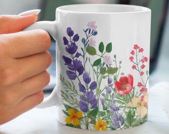 Mug Fleurs Sauvages, tasse à café ou thé, nature, fleurs, idée cadeau