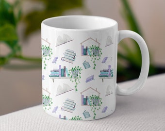 Mug Library, tasse à café ou thé, livre, idée cadeau