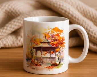 Autumn Gazebo Mug, Coffee or Tea Cup, Nature, Gift Idea