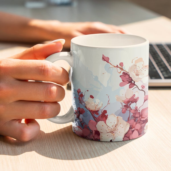 Mug Sakura, tasse à café ou thé, nature, fleurs, idée cadeau