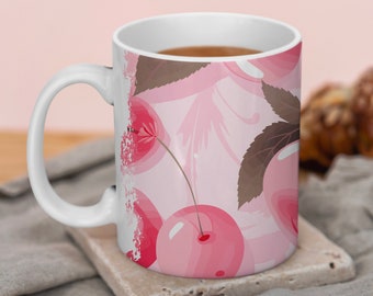 Mug Cherries, tasse à café ou thé, nature, cerises, idée cadeau