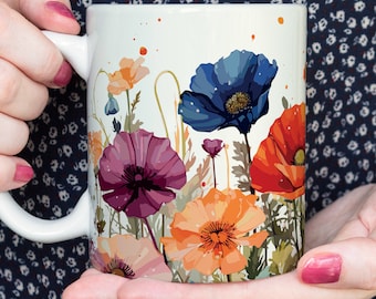 Mug Fleurs Sauvages, tasse à café ou thé, nature, fleurs, idée cadeau