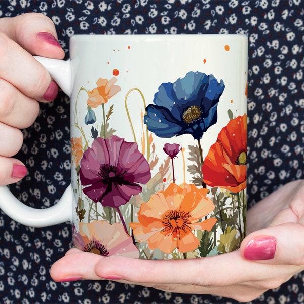 Mug Fleurs Sauvages, tasse à café ou thé, nature, fleurs, idée cadeau