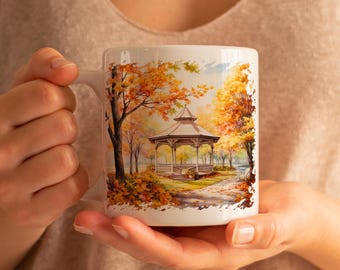 Autumn Kiosk Mug, coffee or tea cup, nature, gift idea