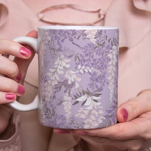 Mug Wisteria, tasse à café ou thé, nature, fleurs, idée cadeau