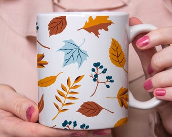 Mug Feuilles d'Automne, tasse à café ou thé, nature, idée cadeau