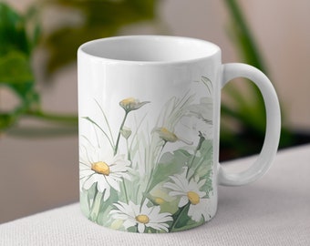 Mug Marguerites, tasse à café ou thé, nature, fleurs, idée cadeau
