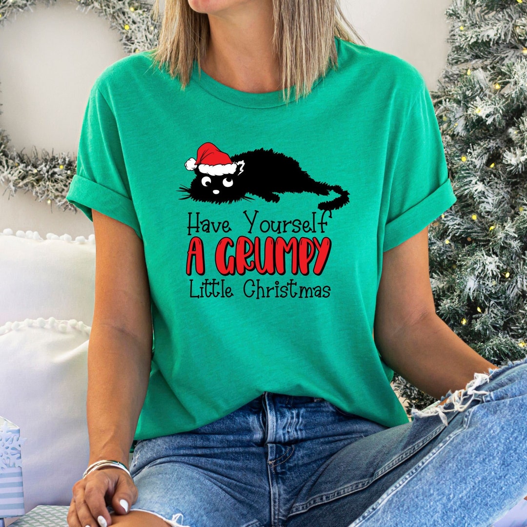Funny Cat Themed Xmas Gift for Cat Pawrent Grumpy Cat Tshirt Introvert