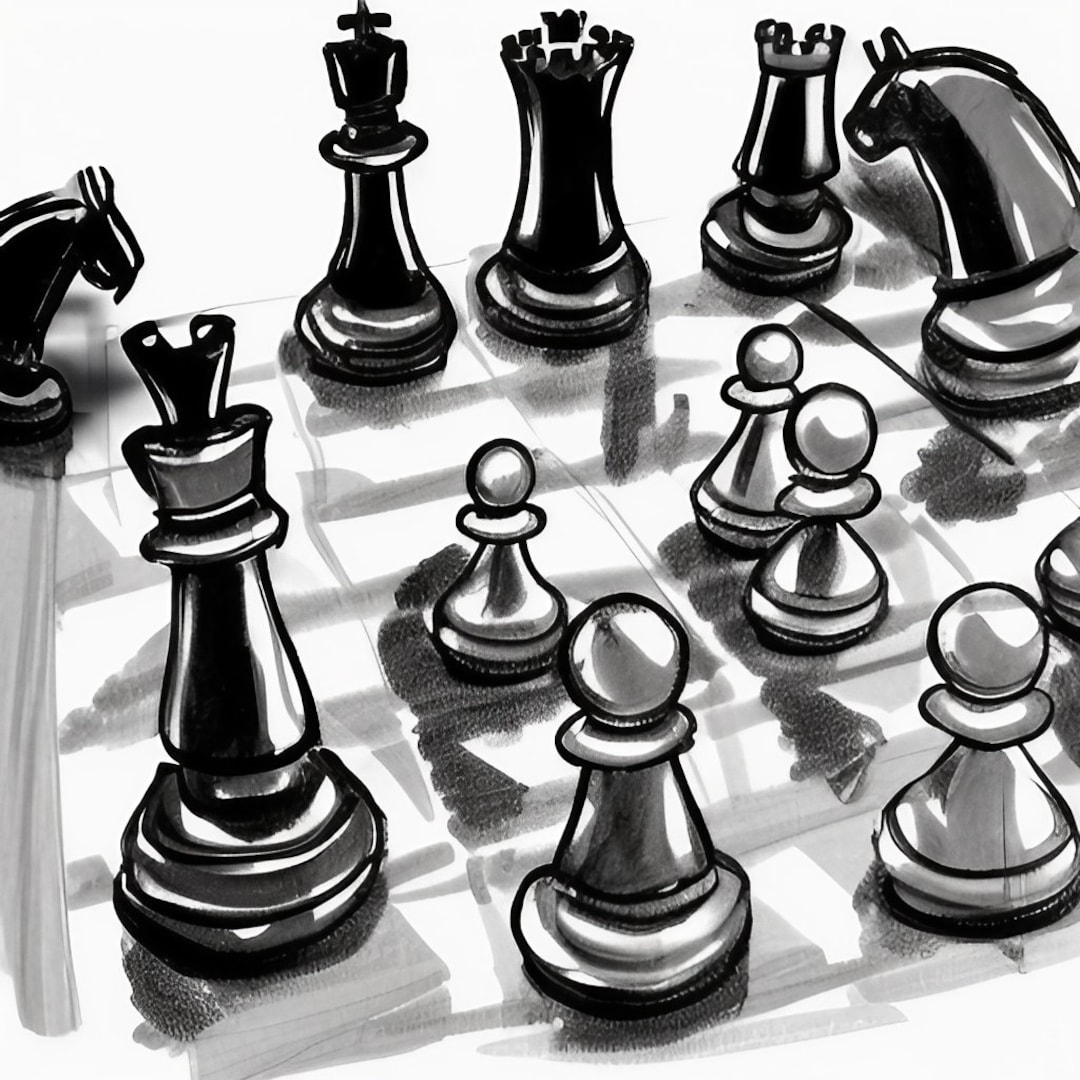 Chess Board Sketch Digital Art. for Home or Office. (Download Now) 