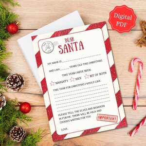 Brief an den Weihnachtsmann Druckbarer Brief an den Weihnachtsmann, Weihnachtsliste für Kinder, Lieber Weihnachtswunschliste, Weihnachtsbrief, Weihnachtsbrief Weihnachtswunschliste