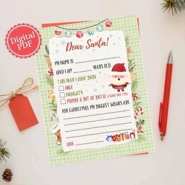 Official Letter to Santa Printable, Childrens Christmas List, Dear Santa Wish List, Santa Letter, Christmas Printable, Kids Christmas Letter