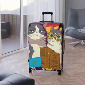 Suitcase With Wheels, Travel Luggage, Rolling Suitcase, Cabin Suitcase, Travel Suitcase, Cat Suitcase on Wheels, Carry on Luggage, Suitcase
