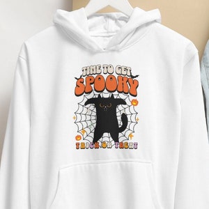 Black Cat Halloween Hoodie, Fun Halloween Hoodie, Stay Spooky Hoodie, Gift for Halloween, Cat Hoodie, Womens Halloween Hoodie, Fun Hoodie