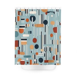 Minimal Abstract Colorful Shower Curtain, Unique Abstract Bathroom Decor Design, Colorful Fun Shower Curtain, House Warming Gift, Fun Gift