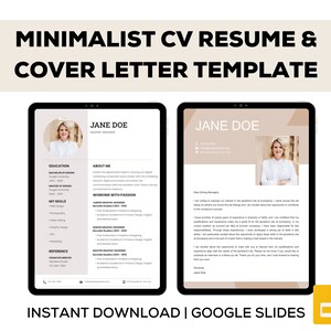 Professional Resume and Cover Letter Template for Google Slides, Minimalist CV Template, Job Application, New Job Search, Career Planner