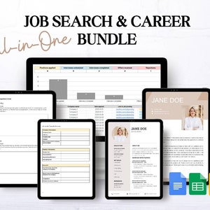 All-in-One Job Search and Job Application Template Bundle for  Google, Job Hunt Spreadsheet, Career Path Planner, Job Application Tracker