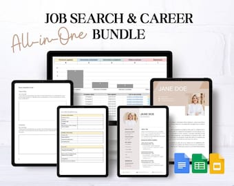 Job Search Template Bundle, Resume, Tracker, Interview Prep (Digital Download)