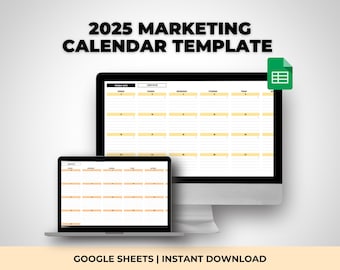 2025 Marketing Calendar Template for Small Businesses, Social Media Content Planner for Google Sheets, Marketing Campaign Blocking Chart
