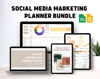 Bundel social media marketingplanner, Google Spreadsheets, Presentaties (digitale download)