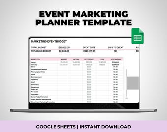 Modèle de planificateur de marketing événementiel, Google Sheets (téléchargement numérique)