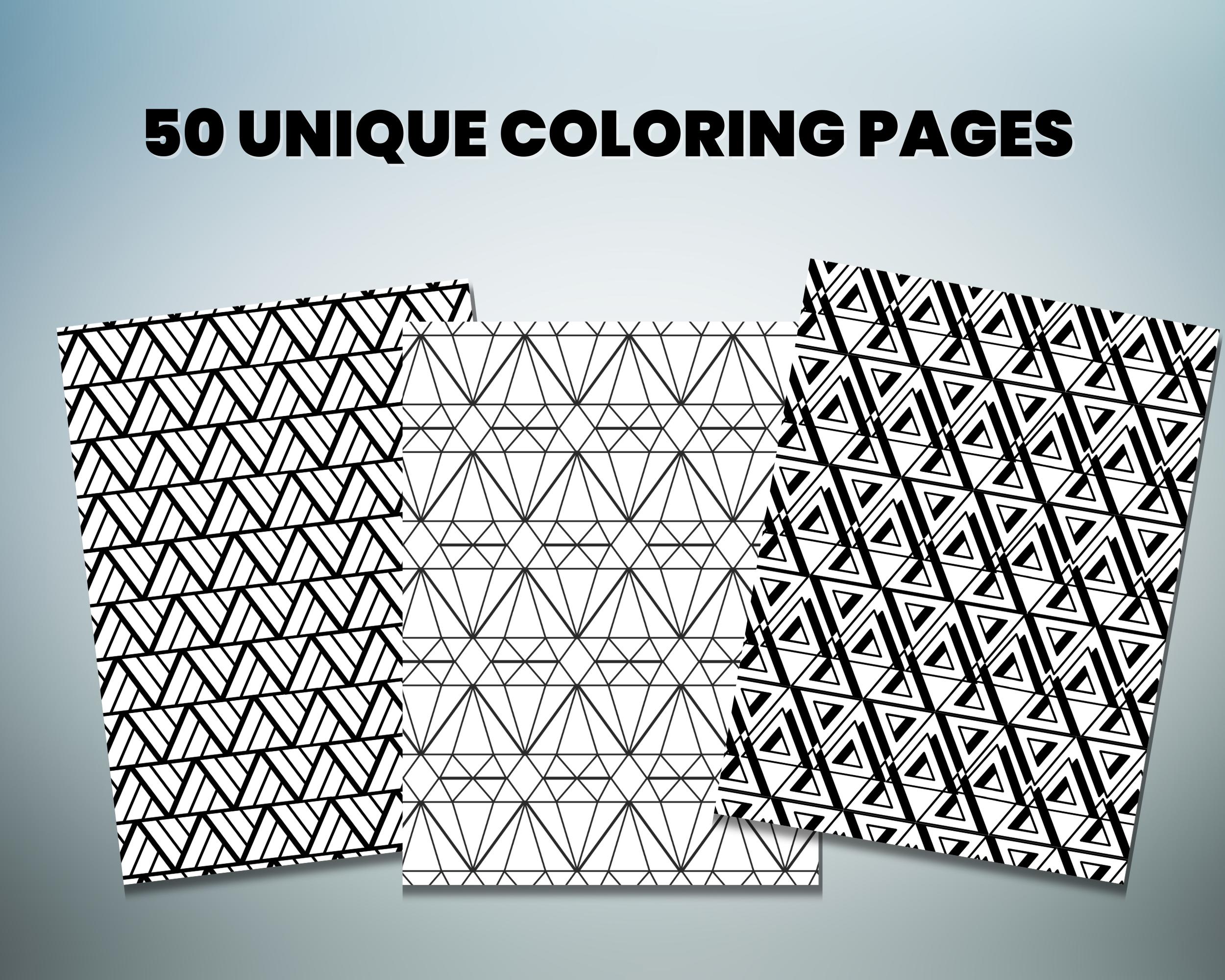 Triangle Pattern Coloring Pages for Adults | 50 Printable Geometric ...