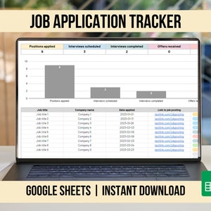 Job Application Tracker for Google Sheets, Job search spreadsheet template, Job application template, Job hunt success, Career path planner