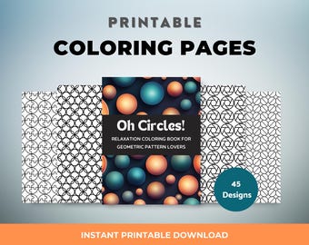 Circle Pattern Coloring Pages | 45 Printable Mandala Designs (Digital Download)