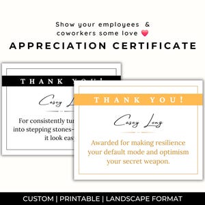 Custom Best Employee Certificate, Personalized Thank You Gift for Colleagues, Employee Appreciation tag, Printable Office Award Gift idea