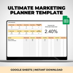 Marketing Campaign Planner Template, Lead Tracker, Google Sheets (Digital Download)