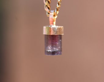 Gemmy tricolor tourmaline pendant 14k yellow gold