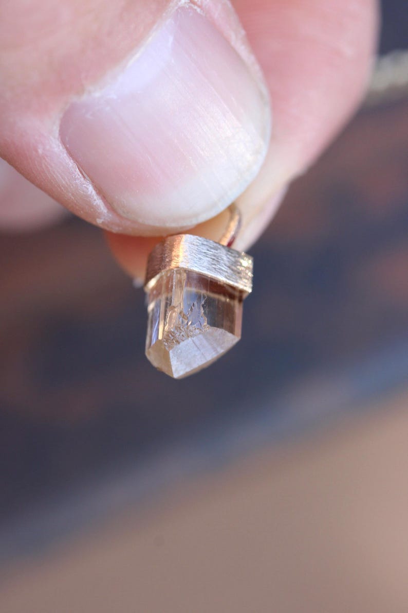 CHAMPAGNE IMPERIAL TOPAZ crystal pendant 14k yellow gold image 2