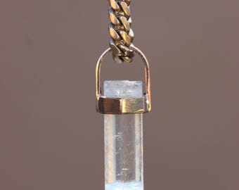 Rustic 14k Yellow Gold Aquamarine Pendant | Double Terminated Aquamarine Crystal