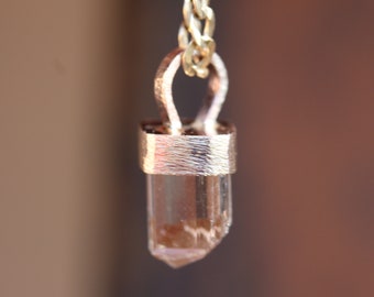 CHAMPAGNE IMPERIAL TOPAZ crystal pendant 14k yellow gold