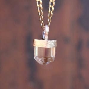 CHAMPAGNE IMPERIAL TOPAS Kristall Anhänger 585er Gelbgold