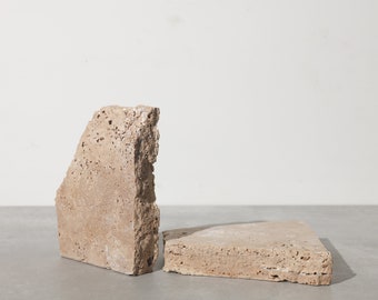 2 Travertine Stones | Product Photography Props | Broken Stone Photo Props | Thick Stone Fragments | Broken Stone Pieces | Jewelry Display