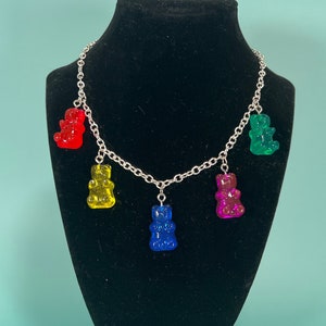 Gummy Bear Necklace Rave Accessory, Custom Color Gummy Bear, Y2K Accessories, Chunky Charm Nickel Free Necklace, Gift for Teens